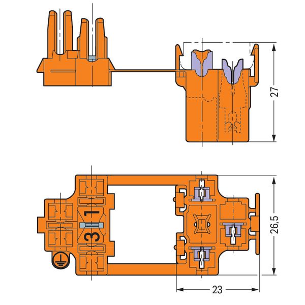 Socket automatic L-disconnection 3-pole orange image 4