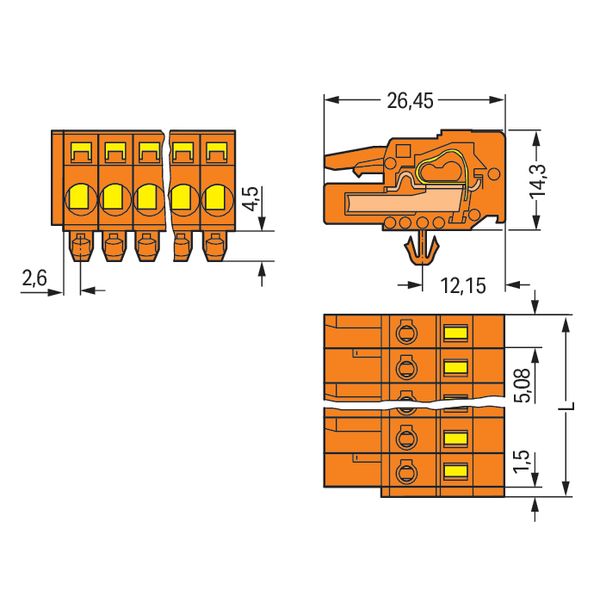 1-conductor female connector CAGE CLAMP® 2.5 mm² orange image 5