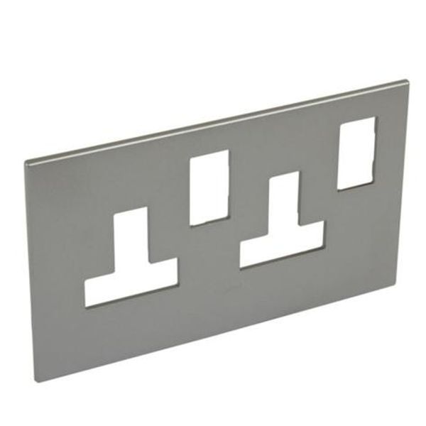 Arteor™ - British standard plate for 13 A twin switched socket outlet 2 gang - Magnesium image 1