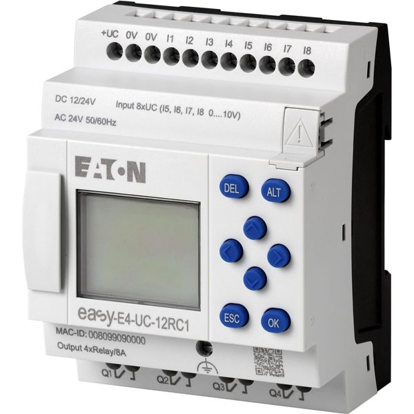 Control relays easyE4 with display (expandable, Ethernet), 12/24 V DC, 24 V AC, Inputs Digital: 8, of which can be used as analog: 4, screw terminal image 5