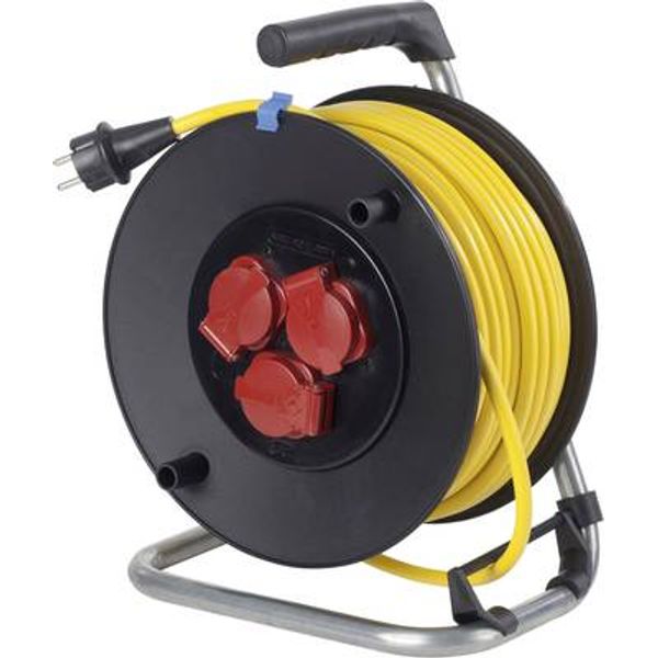 Safety cable Reels 285mmO 40 m K35 AT-N07 V3V3-F 3G1,5 yellow                            3 socket outlets 2PE 16A/250V shock and splash proof Overheating protection by thermal switch image 1
