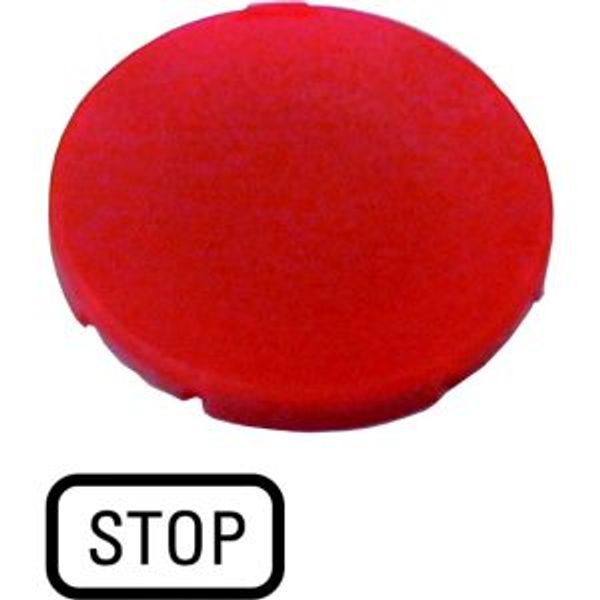Button plate, flat red, STOP image 2