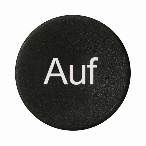 Button plate flat with inscription black with white "Auf" image 1