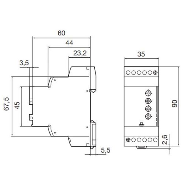 Voltage measuring relay UC 24...230V, 5A, 2 changeover contact, setting range UC 15...600V image 2