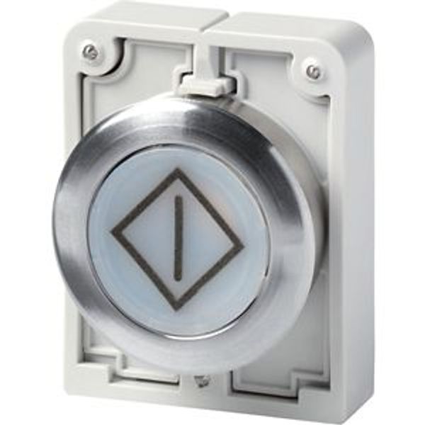 Illuminated pushbutton actuator, RMQ-Titan, Flat, momentary, White, inscribed, Metal bezel image 2
