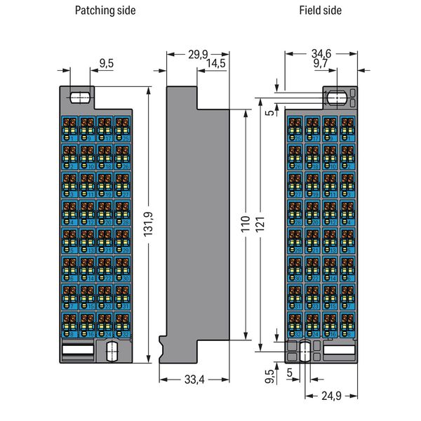 Matrix patchboard 32-pole Marking 1-32 dark gray image 1