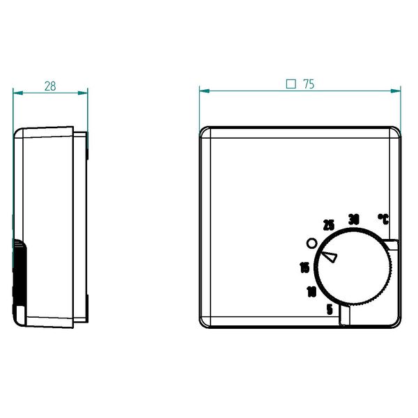 Room controller, 5-30C, AC 230V, 1NC, 16 A, additional heater image 2