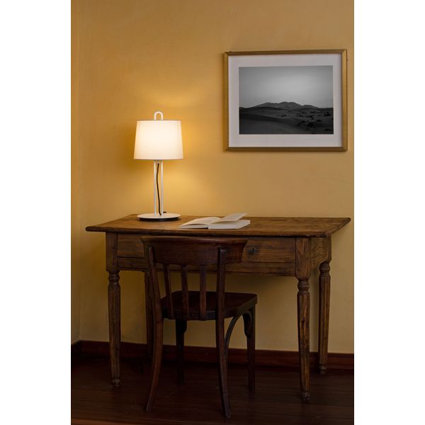MONTREAL WHITE TABLE LAMP BEIGE LAMPSHADE image 2