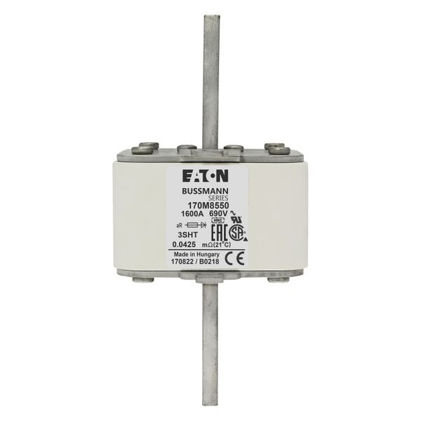 Fuse-link, high speed, 1600 A, AC 690 V, size 3, 76 x 76 x 150 mm, aR, IEC, single indicator image 8