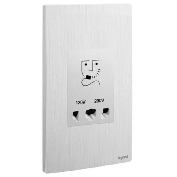 281135BA Mallia Senses 2 gang shaver socket outlet - 120/240 volts image 1