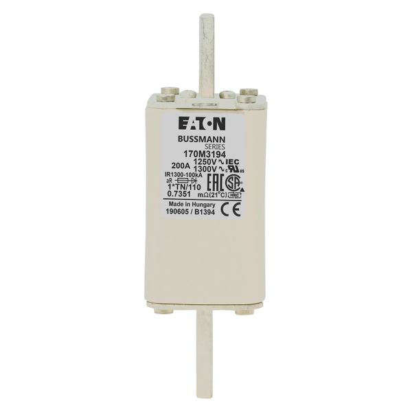 Fuse-link, high speed, 200 A, AC 1250 V, compact size 1, 45 x 58 x 138 mm, aR, DIN, IEC, type T indicator image 6