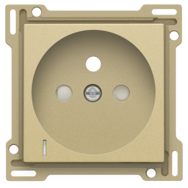 Finishing set with transparent lens for socket outlet with voltage indication, pin earthing and shutters, flush-mounting depth of 28.5mm, gold coated image 1