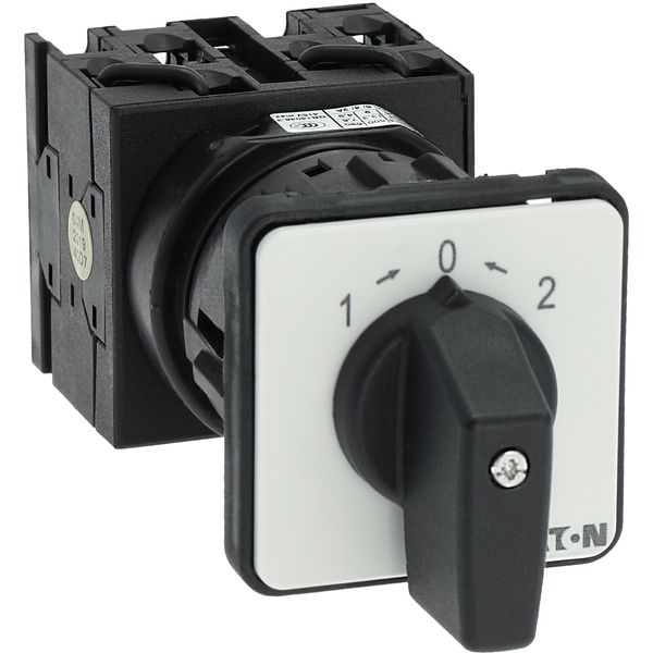 Reversing switches, T0, 20 A, centre mounting, 3 contact unit(s), Contacts: 5, 45 °, momentary, With 0 (Off) position, with spring-return from both di image 33