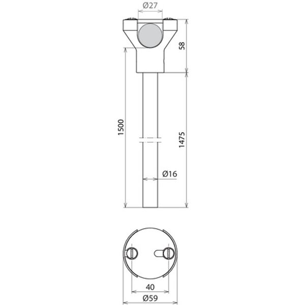 Spacer PA/GFK  L 1500mm grey with conductor holder D 27mm f. HVI power image 2