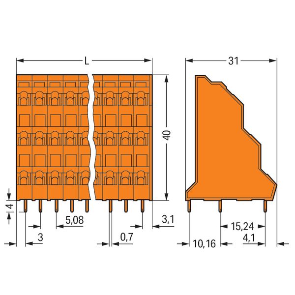 Triple-deck PCB terminal block 2.5 mm² Pin spacing 5.08 mm orange image 7