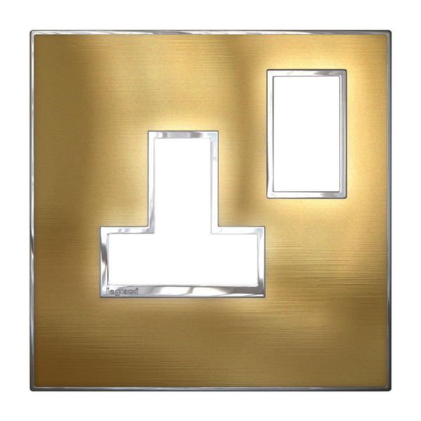 Arteor Surround Plate for 1 Gang 5A/13A Switched Socket Outlet Gold Brass image 1