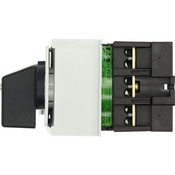 On-Off switch, P1, 32 A, service distribution board mounting, 3 pole, with black thumb grip and front plate image 3