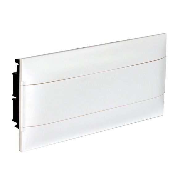 Practibox S flush-mounting DIN cabinet for masonry wall - 1 row of 22 modules - White door image 1