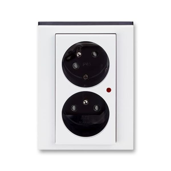 5593H-C02357 62 Double socket outlet with earthing pins, shuttered, with turned upper cavity, with surge protection ; 5593H-C02357 62 image 1