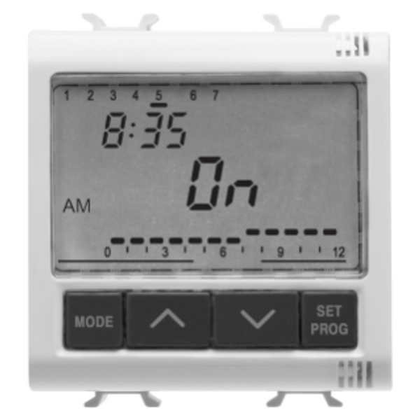 ELETRONIC DAILY/WEEKLY TIMER, 1-CHANNEL - 230V ac 50/60Hz - 2 MODULES - GLOSSY WHITE - CHORUSMART image 1