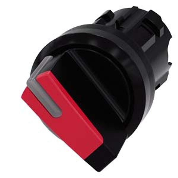 Selector switch, illuminable, 22 mm, round, plastic, red, selector switch, short, 2 switch positions O-I, latching, actuating angle 90°, 10:30h/13:30h Z=50-unit packaging image 1