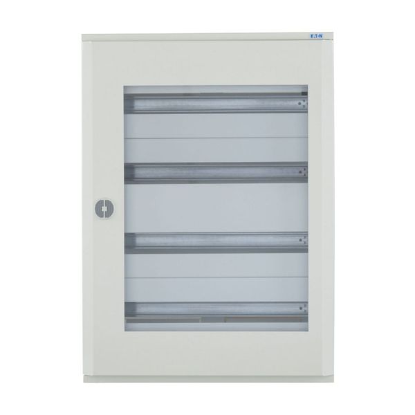 Complete surface-mounted flat distribution board with window, white, 24 SU per row, 4 rows, type C image 5