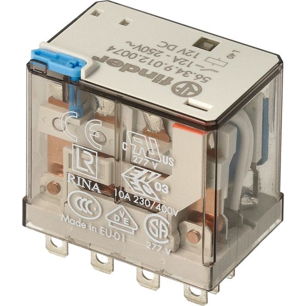 Miniature power Rel. 4CO 12A/12VDC/Agni/Test button/LED/Mech.ind. (56.34.9.012.0074) image 2