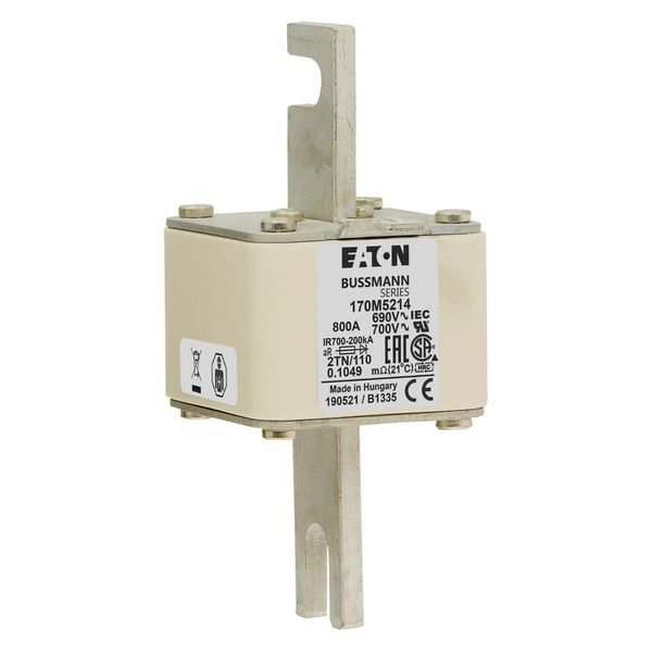 Fuse-link, high speed, 800 A, AC 690 V, DIN 2, 61 x 75 x 138 mm, aR, DIN, IEC, single indicator image 8