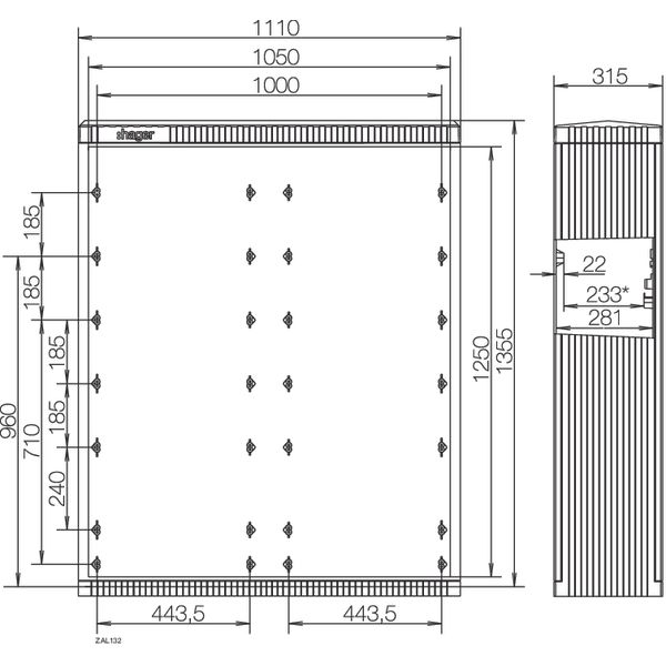 CDC, size 2/1355, empty, 1355 x 1110 x 315 mm (HxWxD) image 1