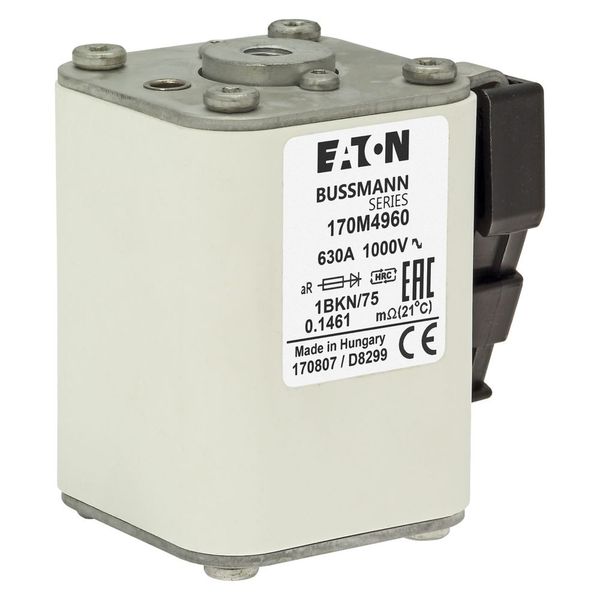 Fuse-link, high speed, 630 A, AC 1000 V, size 1, 52 x 69 x 74 mm, aR, IEC, UL, single indicator image 23