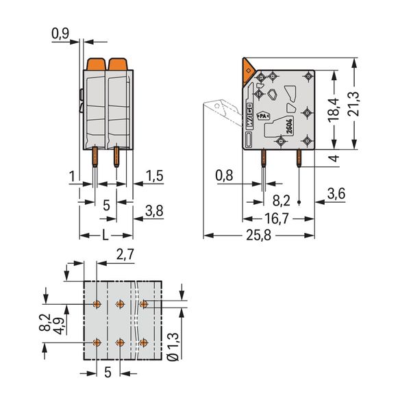 PCB terminal block lever 4 mm² gray image 3