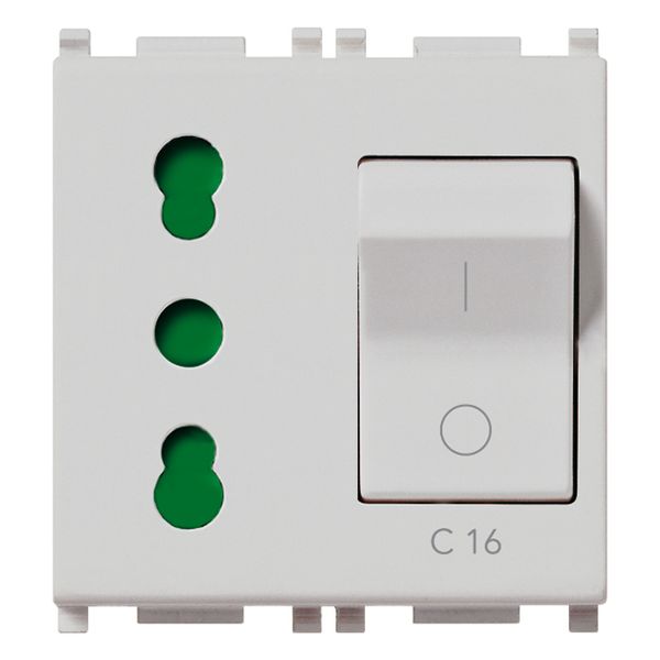 2P+E 16A P17/11 outlet +C16 CB Silver image 1