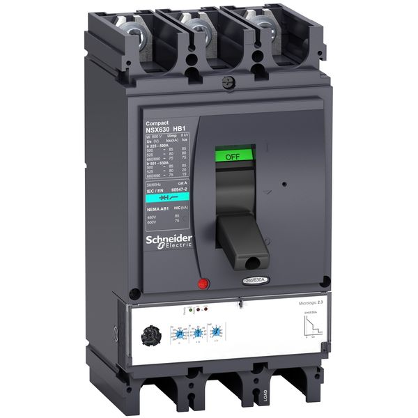 circuit breaker ComPact NSX400HB1, 75 kA at 690 VAC, MicroLogic 2.3 trip unit 250 A, 3 poles 3d image 3