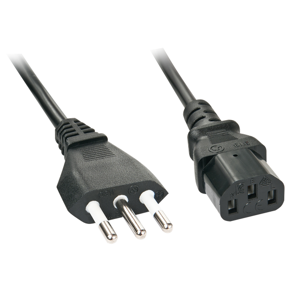 2m IT to C13 Mains Cable Italian Mains Plug to IEC C13 Connector image 1