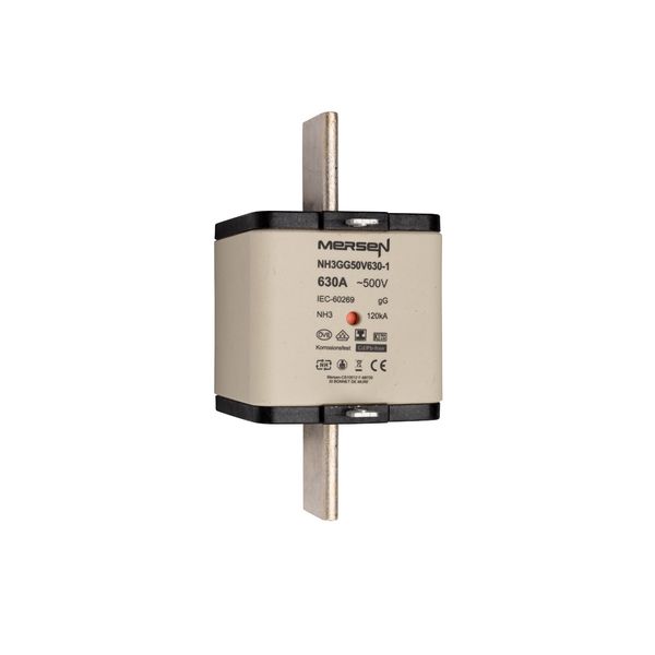 Fuse-link NH3 gG 500VAC 630A isolated tags Double indicator image 1