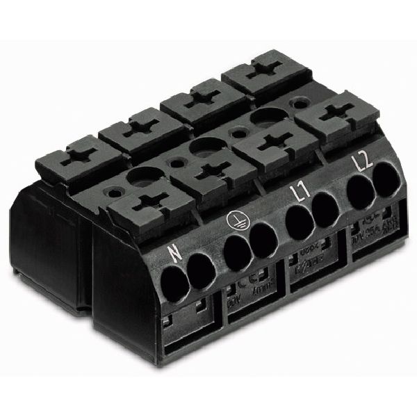 4-conductor chassis-mount terminal strip with ground contact N-PE-L1-L image 1