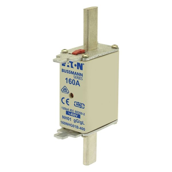 Fuse-link, LV, 160 A, AC 400 V, NH01, gL/gG, IEC, dual indicator, live gripping lugs image 5