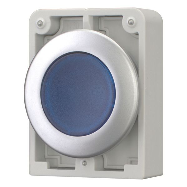 Illuminated pushbutton actuator, RMQ-Titan, Flat, maintained, Blue, Blank, Metal bezel image 5