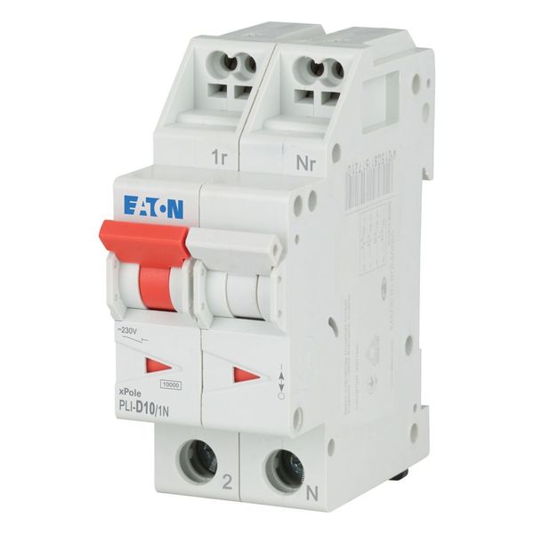 Miniature circuit breaker (MCB) with plug-in terminal, 10 A, 1p+N, characteristic: D image 2