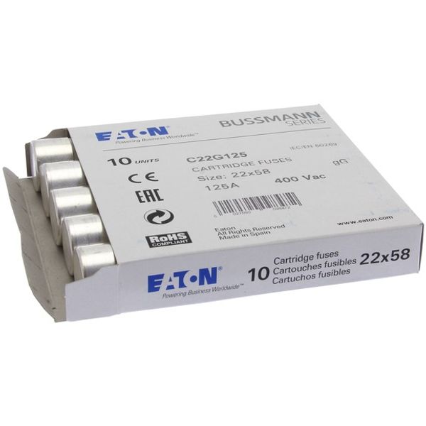 Fuse-link, LV, 125 A, AC 400 V, 22 x 58 mm, gL/gG, IEC image 1