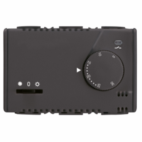 SUMMER/WINTER ELECTRONIC THERMOSTAT WITH KNOB ADJUSTMENT - 230V ac 50/60Hz - 3 MODULES - SYSTEM BLACK image 1