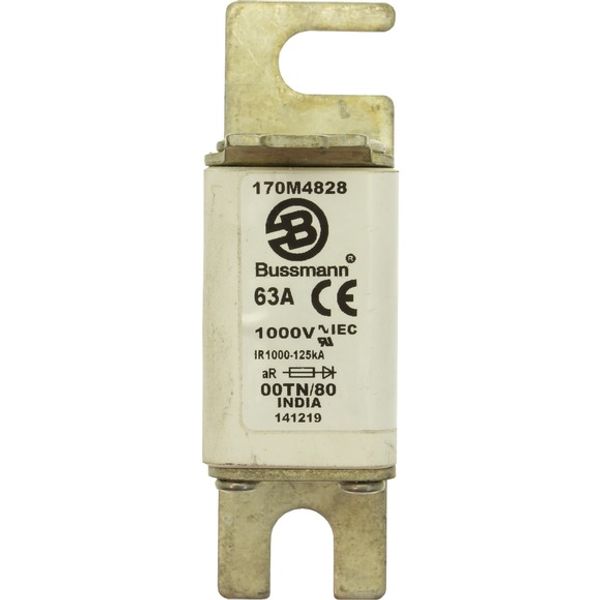 Fuse-link, high speed, 63 A, AC 1000 V, size 00, 30 x 47 x 98 mm, aR, DIN, IEC, type T indicator image 2