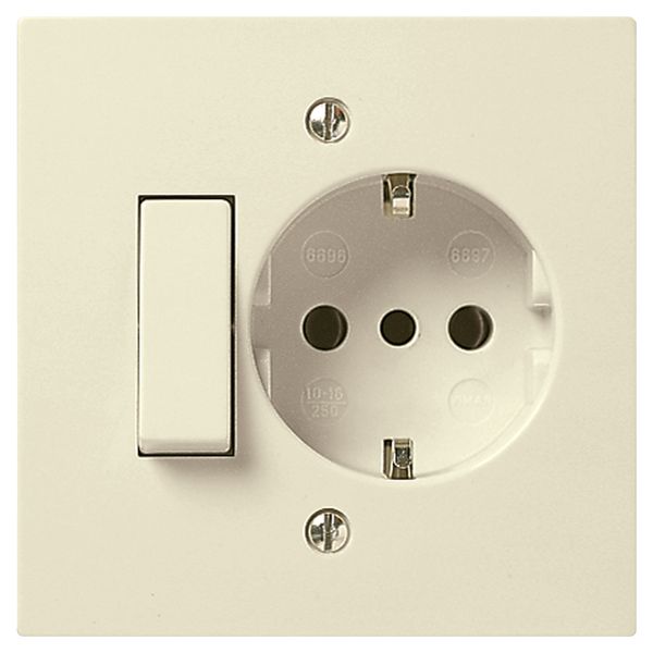 1P 10AX 1-way switch+P30 outlet ivory image 1