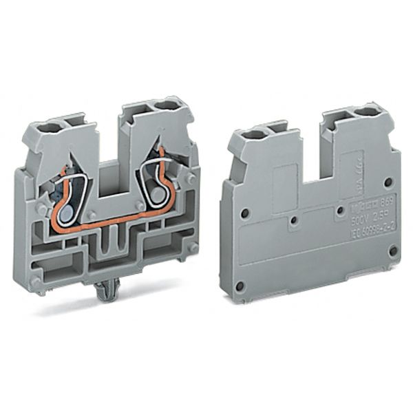 2-conductor end terminal block without push-buttons with snap-in mount image 2