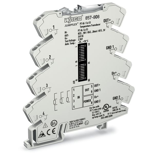 857-808 Temperature signal conditioner for RTD sensors; Current and voltage output signal; Supply voltage: 24 VDC image 2