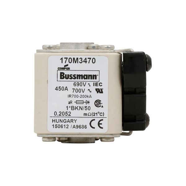 Fuse-link, high speed, 450 A, AC 690 V, compact size 1, aR, IEC, UL, single indicator image 13