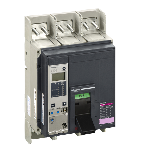 circuit breaker ComPact NS800H, 70 kA at 415 VAC, Micrologic 2.0 A trip unit, 800 A, fixed,3 poles 3d image 4