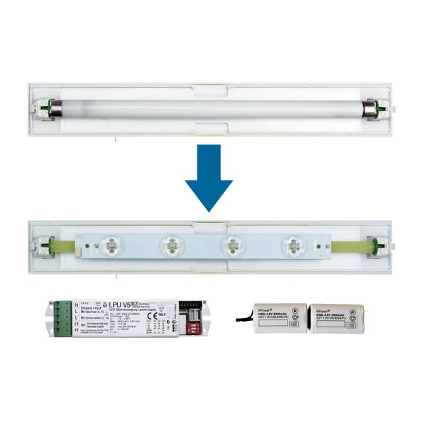 Set 4x1W ERT LED Strip cross + LPU 1h-8h + Akku 9,6V/ 2,0Ah image 1