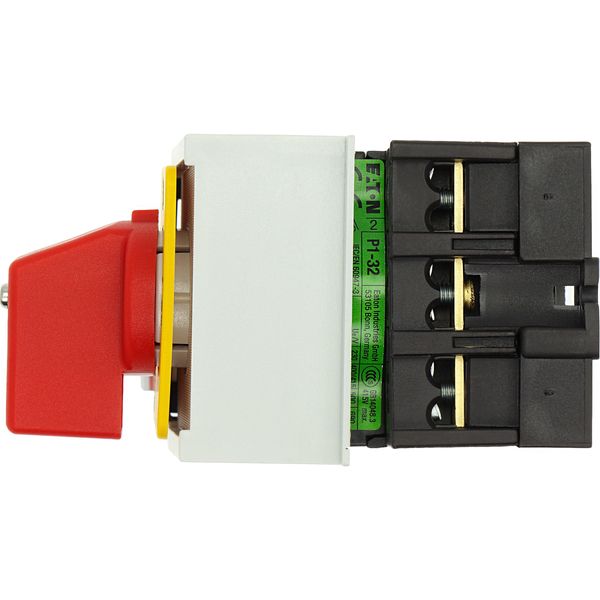 On-Off switch, P1, 32 A, service distribution board mounting, 3 pole, Emergency switching off function, with red thumb grip and yellow front plate image 18