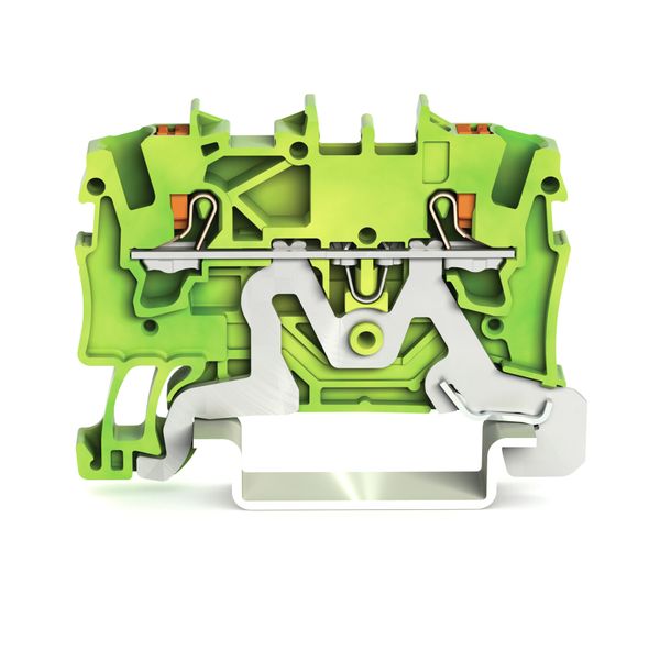 2-conductor ground terminal block with push-button 1.5 mm² green-yello image 1